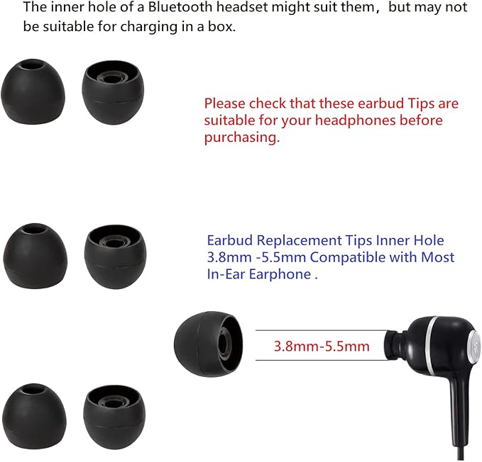 36 Pieces Medium Earbud Tips Soft and Comfortable Ear Bud Replacement Pieces
