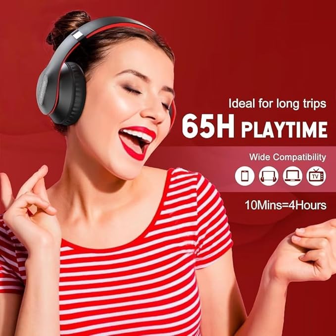Wireless Bluetooth Headphones Over Ear 65H Playtime HiFi Stereo Headset