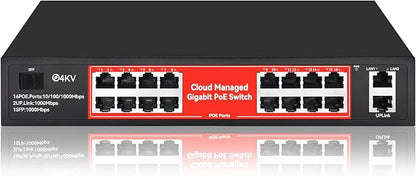 STEAMEMO 16 Port Gigabit PoE Switch, Smart Managed Gigabit Ethernet Switch