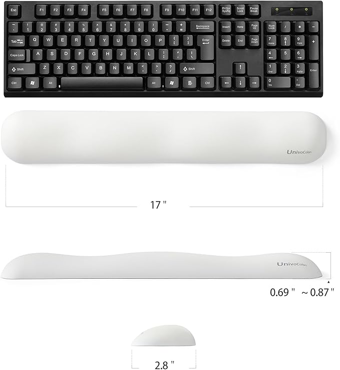 UnivoColors Design-Wave Keyboard Wrist Rest, Artificial Sheepskin+Memory