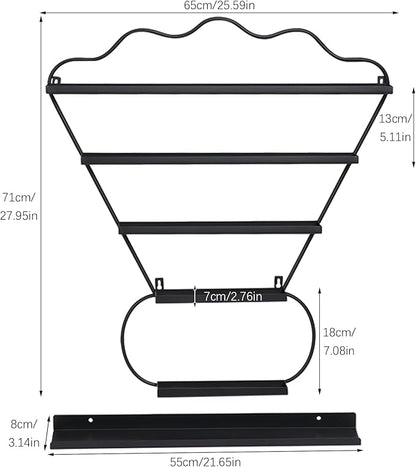 Metal Wall Mounted Nail Polish Racks Display Rack Cosmetic Display Case Lipstick Perfume Wall Shelf Essential Oil Organizer for Nail Polish Bottles Spa Nail Salon Shop (Black)
