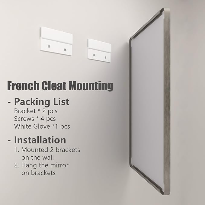 28x32 Silver Bathroom Mirror for Wall, Brushed Metal Framed Bathroom Vanity Mirror, Modern Rounded Corner Rectangle Mirror, Anti-Rust (Horizontal/Vertical)