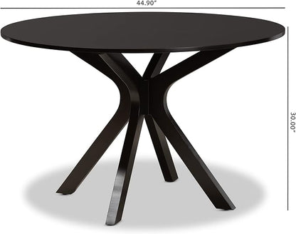 Baxton Studio Kenji Modern and Contemporary Dark Brown Finished 48-Inch-Wide Round Wood Dining Table