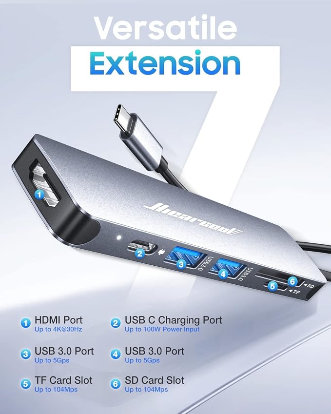 Hiearcool USB C Hub, USB-C Multi-Port Adapter