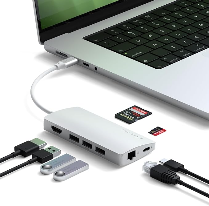 Satechi 8 in 1 USB C Hub Multiport Adapter V2, 4K HDMI, 115W USB C PD Charging