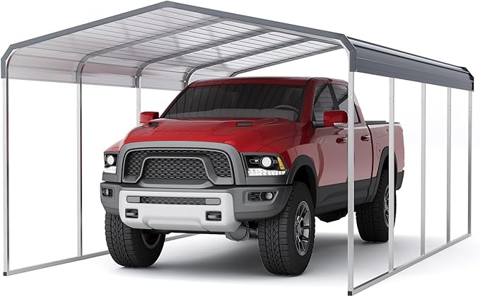 Carport Canopy 12x20 FT Heavy Duty Metal Carport Kit – Outdoor Portable Garage Tent Shelter for Car, RV, Boat – Steel Frame Car Port Shed – All Weather Storage Canopy Cover