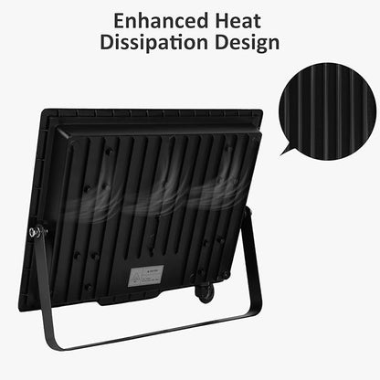 100W Flood Lights Outdoor,9000LM Bright Work Light Plug in,6500K Daylight White LED Flood Light Outdoor, IP66 Waterproof Exterior Floodlight for Yard Garage Stadium 2 Pack
