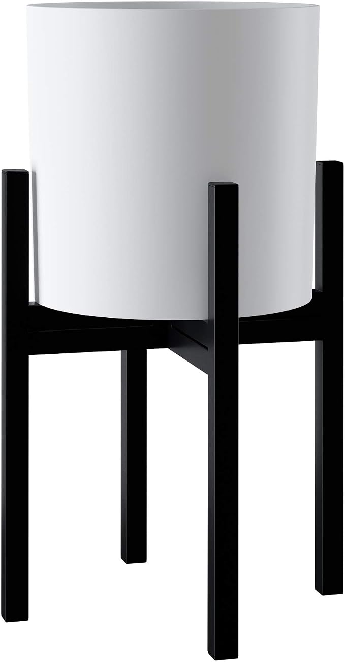 FaithLand Mid Century Plant Stand Indoor Outdoor (EXCLUDING 10" Plant Pot), Metal Planter Stand, Potted Plant Holder, Black, Hold Up to 10 Inch Planter - Fits Snake Plant - Upgraded Design.
