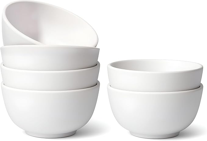 TP 10 Ounce Bowl Set of 6, 4.5" Melamine Small Bowls for Appetizer Snacks Ice Cream Dipping Sauce Side Dish, Unbreakbale and Lightweight, White