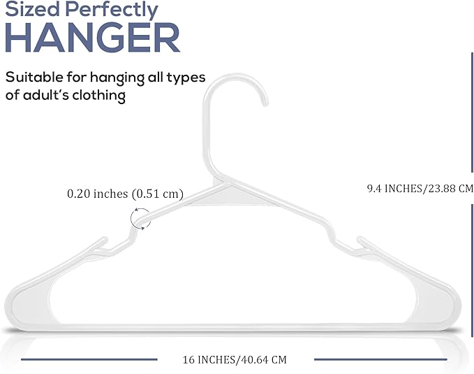 Utopia Home Plastic Hangers 200 Pack - Perfect Space Saving Clothes Hanger - Durable and Strong - Perfect Closet Organizers with Shoulder Grooves (White)