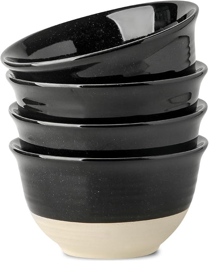 Hasense Ceramic Soup Bowls, 40 oz Large Salad Cereal Bowls Set of 4, Stackable Serving Bowls for Kitchen, Bowls for Pasta Ramen Noodle Pho, Dishwasher Microwave Safe, Gloss Black & Matte White