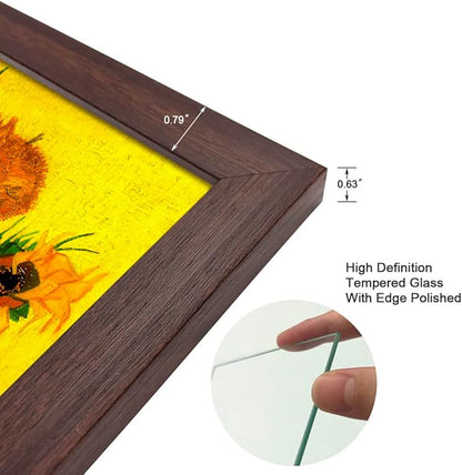 5X7 Picture Frame Set of 6 with Real Glass for Pictures 4x6 with Mat or 5x7 Without Mat,Wall or Tabletop Gallery Photo Frames in Walnut