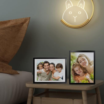 Egofine 12x16 Picture Frame Black Covered by Plexiglass Made of Solid Wood, Display Pictures 9x12 and 11x14 with Mat or 12x16 Without Mat for Wall Mounting Photo Frame