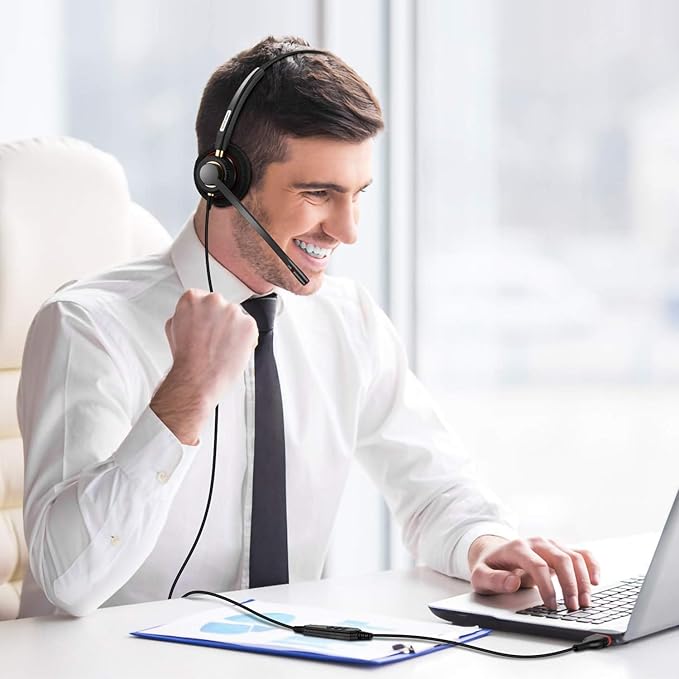 Headset with Microphone Noise Cancelling & Audio Controls Ultra Comfort