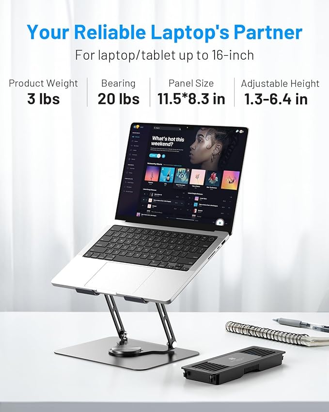Laptop Cooling Stand with Detachable Thermoelectric Cooler, Adjustable Height &