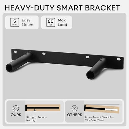 Homeforia 12 inch Oak Floating Shelf, High End Solid Real Wood 12inch Small Floating Shelves for Wall Mounted, Honey Oak Wooden 12in Floating Shelves, Heavy Duty Bracket, 12 X 6.5 X 1.75 in, Set of 4