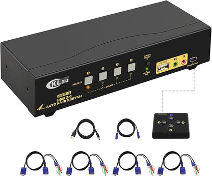 CKLau 4 Port 450MHz USB Auto VGA KVM Switch