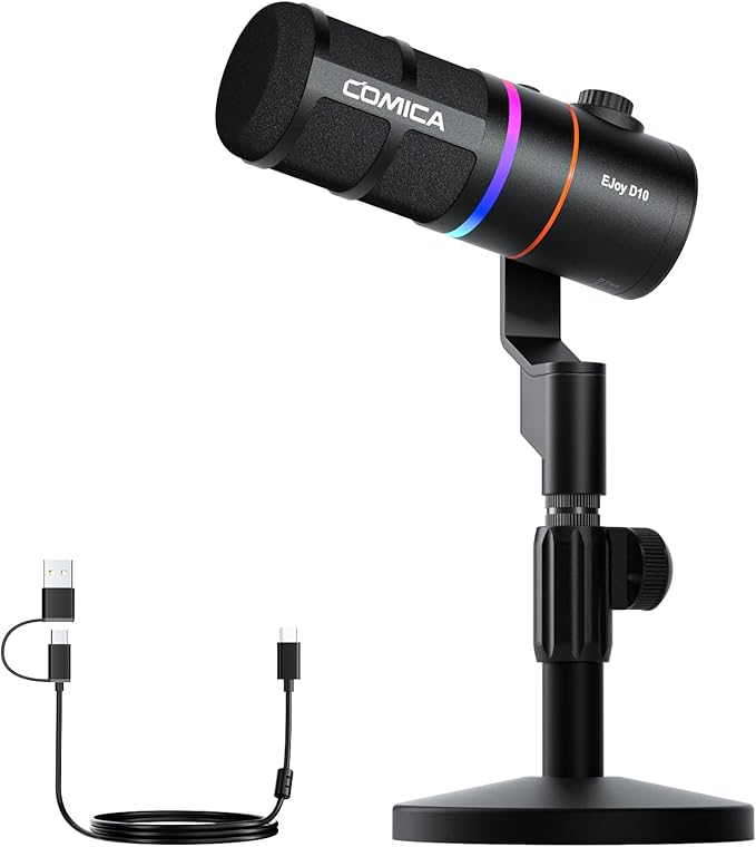 COMICA EJoy D10 USB Gaming Microphone – RGB Dynamic Mic