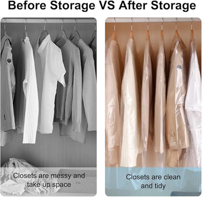 BEISHIDA 25PCS 35.5 Inch Plastic Garment Bag-Plastic Clear Dry Cleaner Laundry