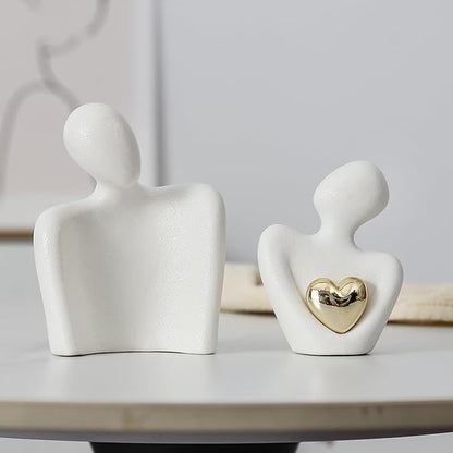 Hugging Couple Statue Ceramic Lover Figurine Home Decor is a Romantic Gift for Her on Wedding Anniversary and Valentines, TV Stand Decoration Knick Knacks for Shelves (M)