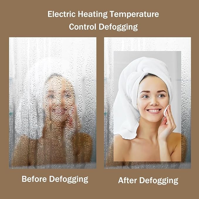 Modern Smart Anti-Fog Bathroom Mirror with Lights, Half Moon LED Wall Mirror, 3 Colors Dimmable Makeup Vanity Mirror, Large Frameless Decorative Mirror for Living Room(Right Cut,39"x28")