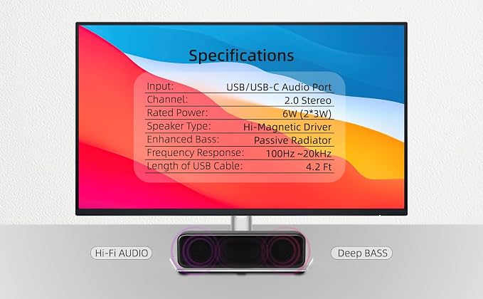 Computer Speakers for Desktop PC, External Speakers for Laptop, Mini Computer