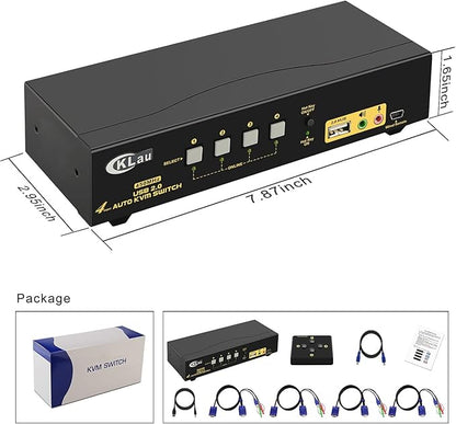 CKLau 4 Port 450MHz USB Auto VGA KVM Switch