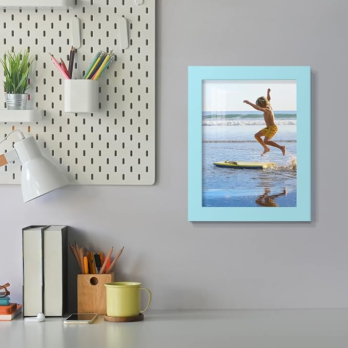 Renditions Gallery 6x8 inch Picture Frame High-end Modern Style, Made of Solid Wood and High Definition Glass Ready for Wall and Tabletop Photo Display, Blue Frame