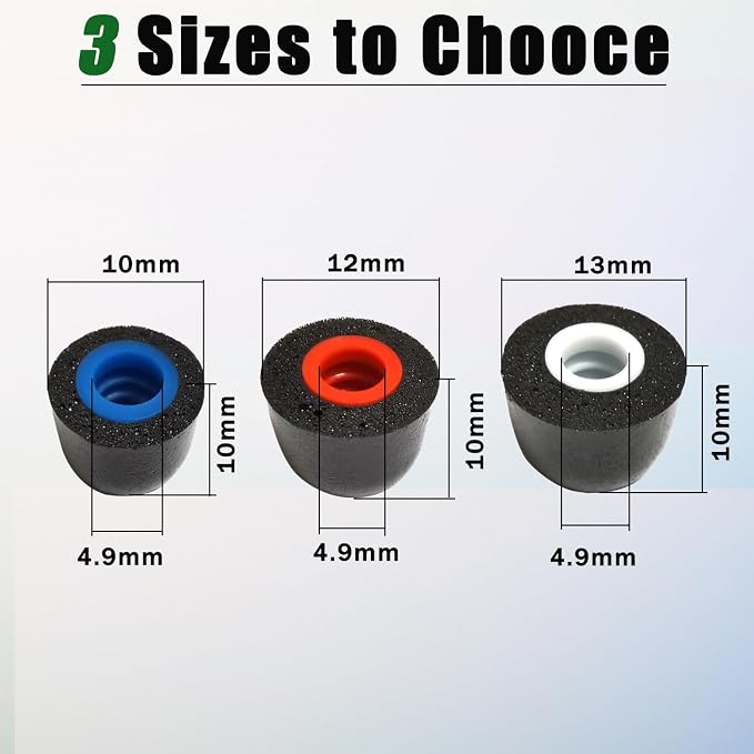 Memory Foam Tips Replacement Ear Tips Fit 5mm-7mm Anti-Slip Isolation Noise