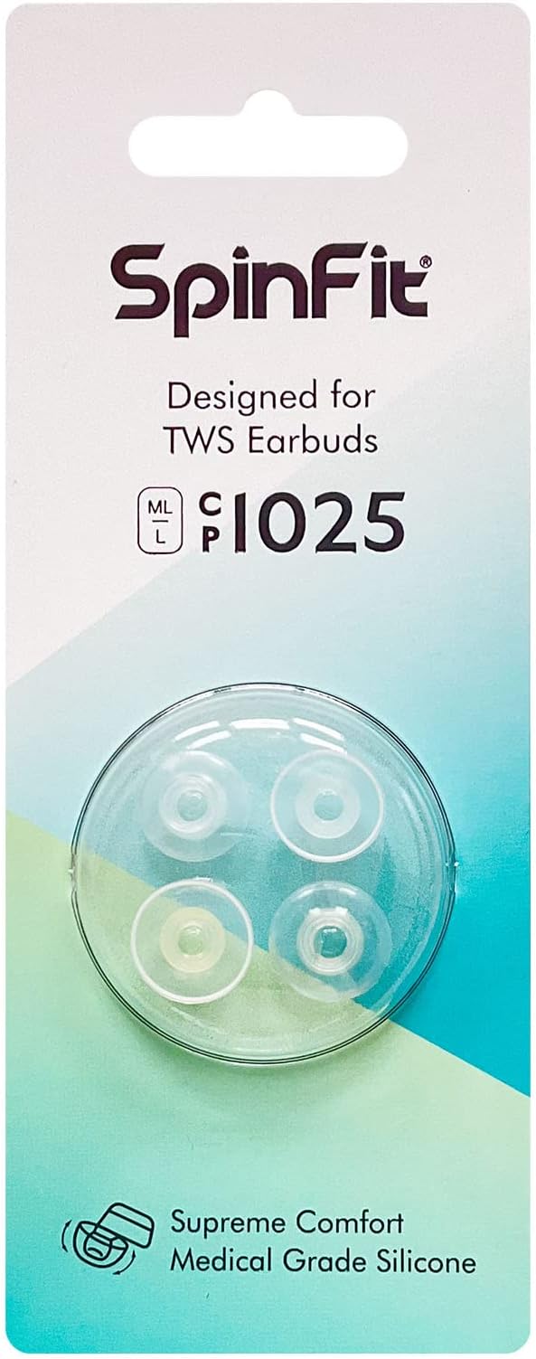 SpinFit CP1025- L/ML- Medical Grade Silicone Patented Ear Tips, Secure Fit and