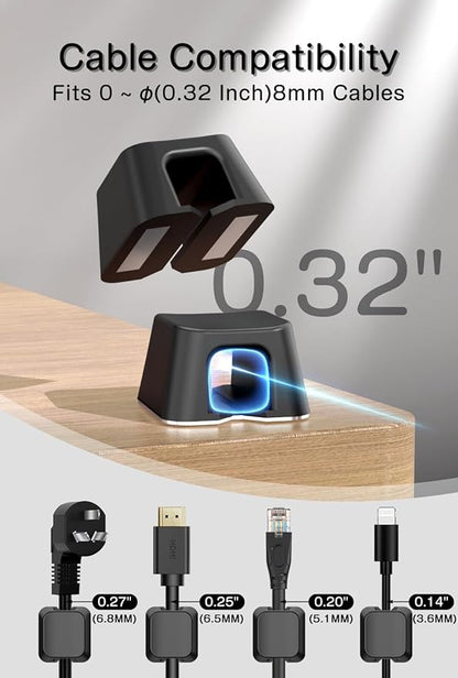 Viaky 8 Pack Magnetic Cable Clips, Large Size Under Desk Cable Management