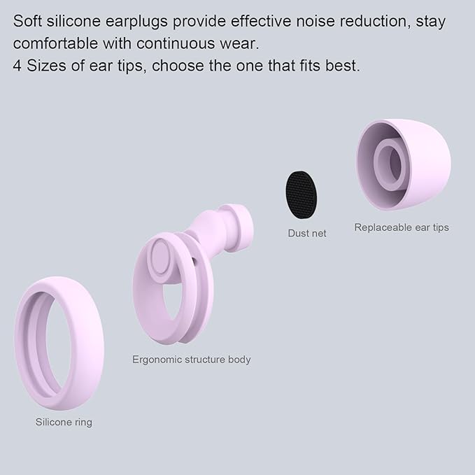 Ear Plugs for Noise Reduction, Reusable Concert Earplugs Hearing Protection
