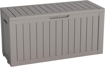 72 Gallon Deck Box Lockable Resin Outdoor Storage Box waterproof Outdoor Container for Patio Furniture Cushions, Pillow