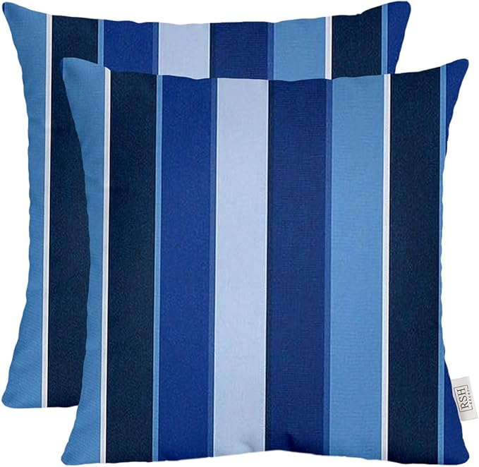 RSH DECOR: Sunbrella Square Throw Pillows Set of 2 | 20" x 20" | Water and Fade-Resistant Performance Fabric | Outdoor Pillow Covers with Down-Alternative Inserts | Milano Cobalt
