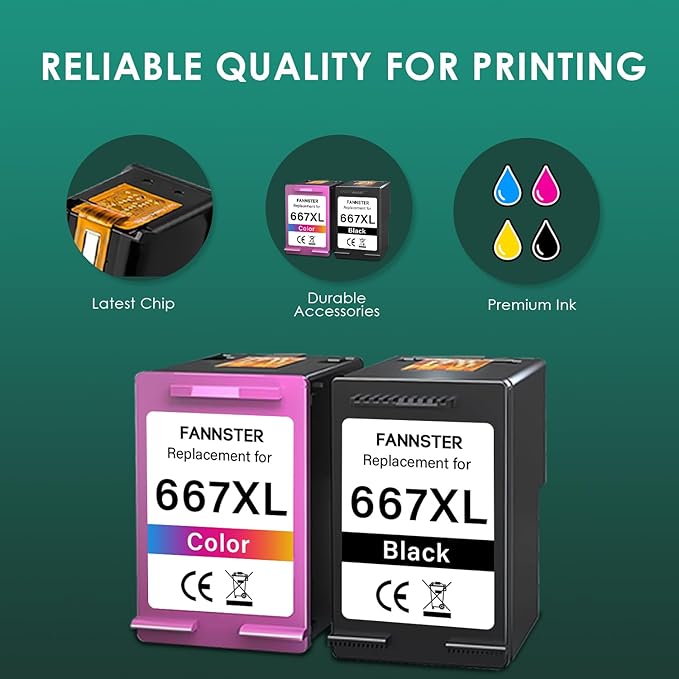 667XL 667 XL Black and Color Replacement