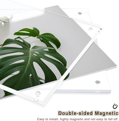 Egofine 4x6 Acrylic Picture Frames Set of 2, Clear Picture Frames with Stand, Magnetic Acrylic Photo Frames for Tabletop Display Horizontally or Vertically