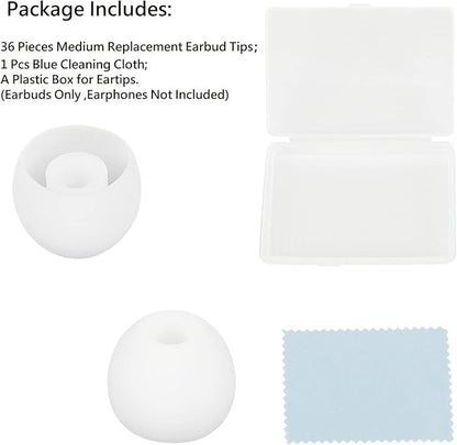 36 Pieces Medium Earbud Tips Soft and Comfortable Ear Bud Replacement Pieces
