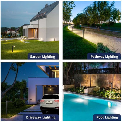 Brass Low Voltage Landscape Path Lights(6 Pack) Kit 12V LED with Low Voltage Transformer 150W and Mechanical Timer and 100 Feet Wire and 30Pack Connectors for Outdoor Yard Driveway