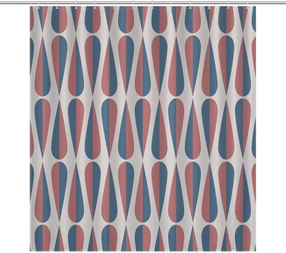 Mid Century Modern Shower Curtain,Retro Geometric Drop Shapes Art Style Shower Curtains Set for Bathroom Fabric Decorative Bath Curtain Washable Curtain Hooks, 72x72 in