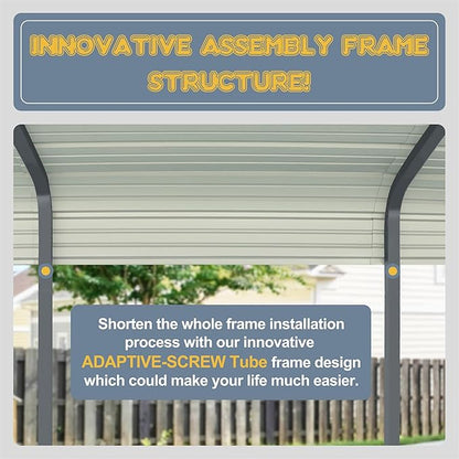 MUPATER 12 x 20 FT Metal Carport Kit, Outdoor Heavy Duty Garage Car Shelter Shade with Metal Roof, Carport Canopy with Frame and Bolts for Car, and Boat, Grey