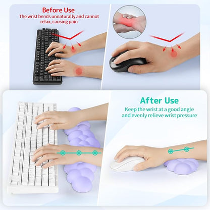 Cloud Wrist Rest for Keyboard and Mouse, Memory Foam PU Leather Keyboard Wrist