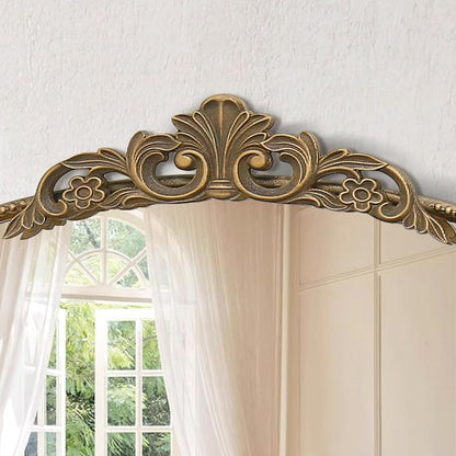 Micasso Vintage Gold Arched Mirror: 36"x29" French Baroque Antique Wall Mounted Mirror - Traditional Ornate Decorative for Wall/Fireplace/Entryway/Bathroom/Hallway - Home Decor for Living Room