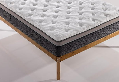 Ottomanson Twin 12” Eurotop Hybrid Mattress - Premium Quilted Cover - Made in USA - Medium-Firm Support - Individually Pocketed Coils & CertiPUR-US Foam - Fiberglass-Free - Bed in a Box