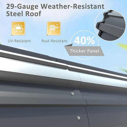 VEIKOU 20'x20' Metal Carport, Heavy Duty Car Port with Steel Panels, Carport with Innovative Assembly Structure, Carports for Car, Boat, Truck