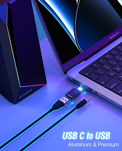 LENRUE Computer Speakers, USB/USB-C Powered PC Speakers
