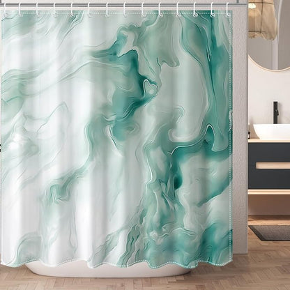 Mocsicka Shower Curtains for Bathroom, Teal Marble Shower Curtain for Bathroom, Abstract Teal and White Shower Curtain Modern Art Decor Waterproof Bath Curtain for Modern Bath Decor, 72 X 72 Inch