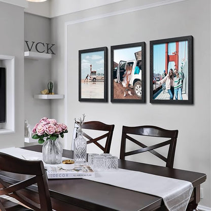 VCK 13x19 Poster Frame 2 Pack, Solid Wood Black Picture Frames with Exclusive Woodgrain, Wall Gallery Frame