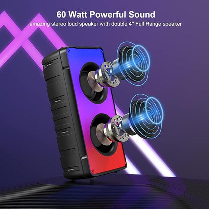 Bluetooth Speakers, 60W Portable Loud Wireless Stereo Speaker