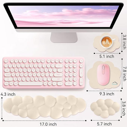 Cloud Wrist Rest for Computer Keyboard, 4-in-1 Memory Foam Leather Cloud