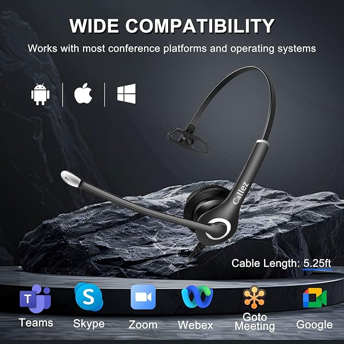 Callez Wired Computer Headset, 3.5mm/USB-C Headset